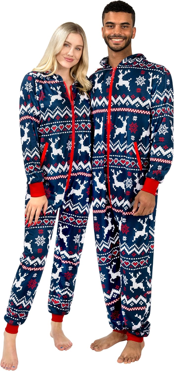 Giggling Getup Adults Christmas Hooded Pajamas, Christmas Jumpsuits Outfits