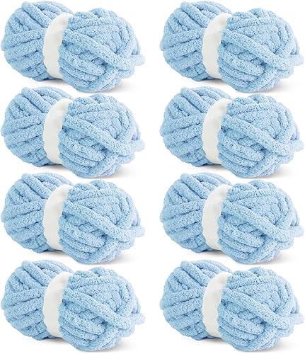 Vista 116 de HOMBYS Hilo de felpilla grueso y voluminoso para tejer a mano, hilo grueso y esponjoso para tejer a mano, hilo de felpa suave, paquete de 8