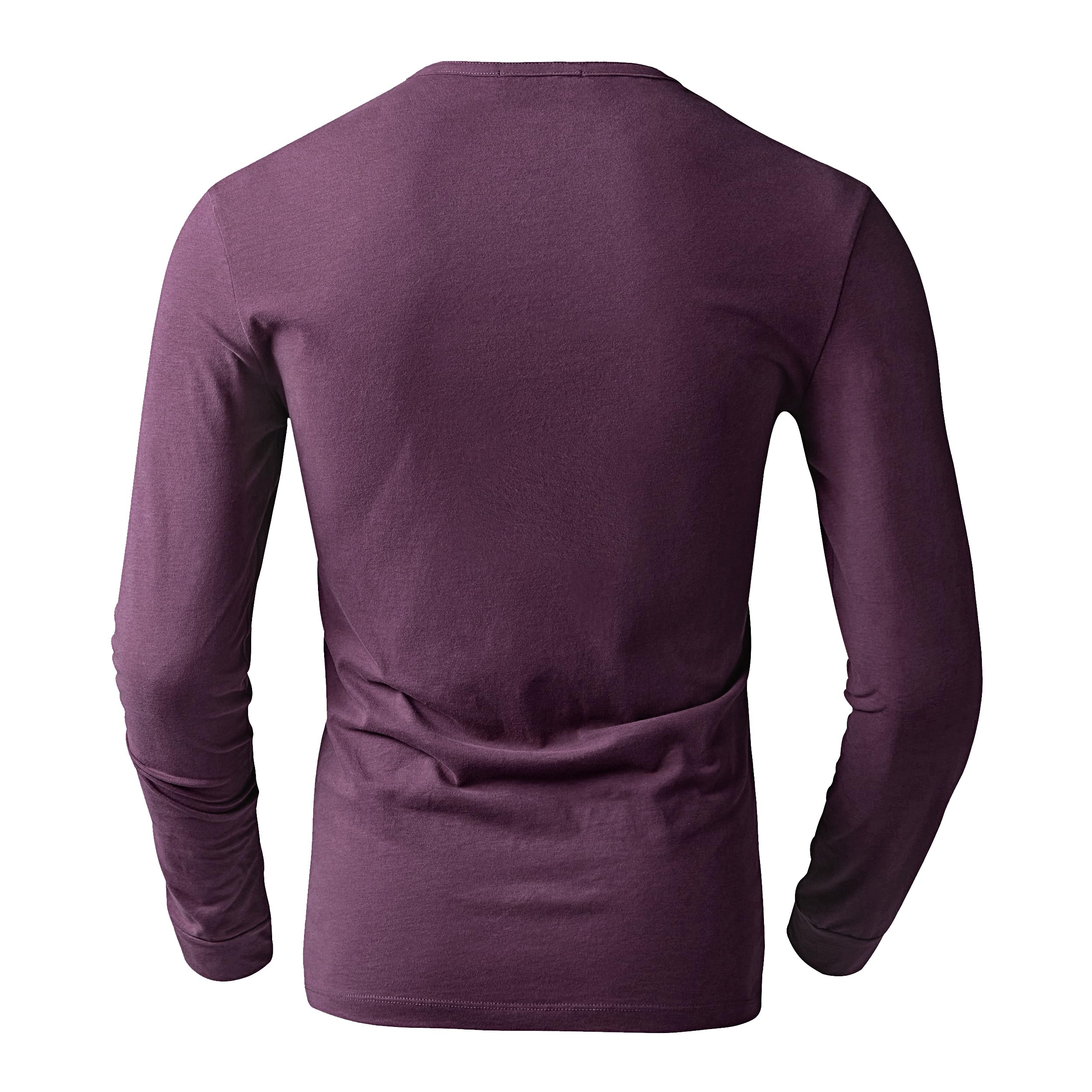 Derminpro Maglietta Henley da Uomo, Elasticizzata, a Costine, a Maniche Lunghe, Morbida