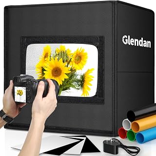 Glendan Light Box Photography, Portable Photo Studio Light Box, 16" x 16" Professional Dimmable Shooting Tent Kit with 216 LED Table Top Light & 6 Backdrops Photo Box for Product Photography