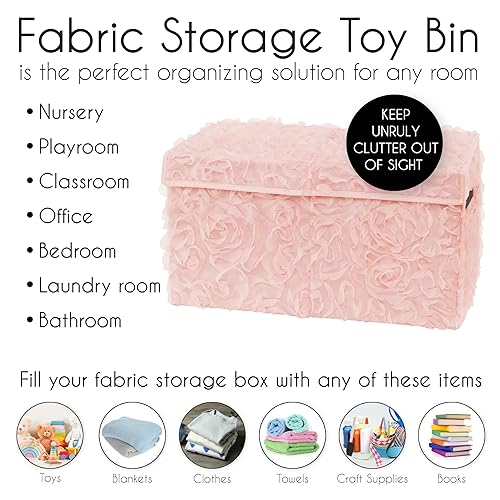 Miniatura 5 de Sweet Jojo Designs Caja de almacenamiento pequeña de tela rosa floral para niña, caja de almacenamiento para habitación de bebé, habitación de los