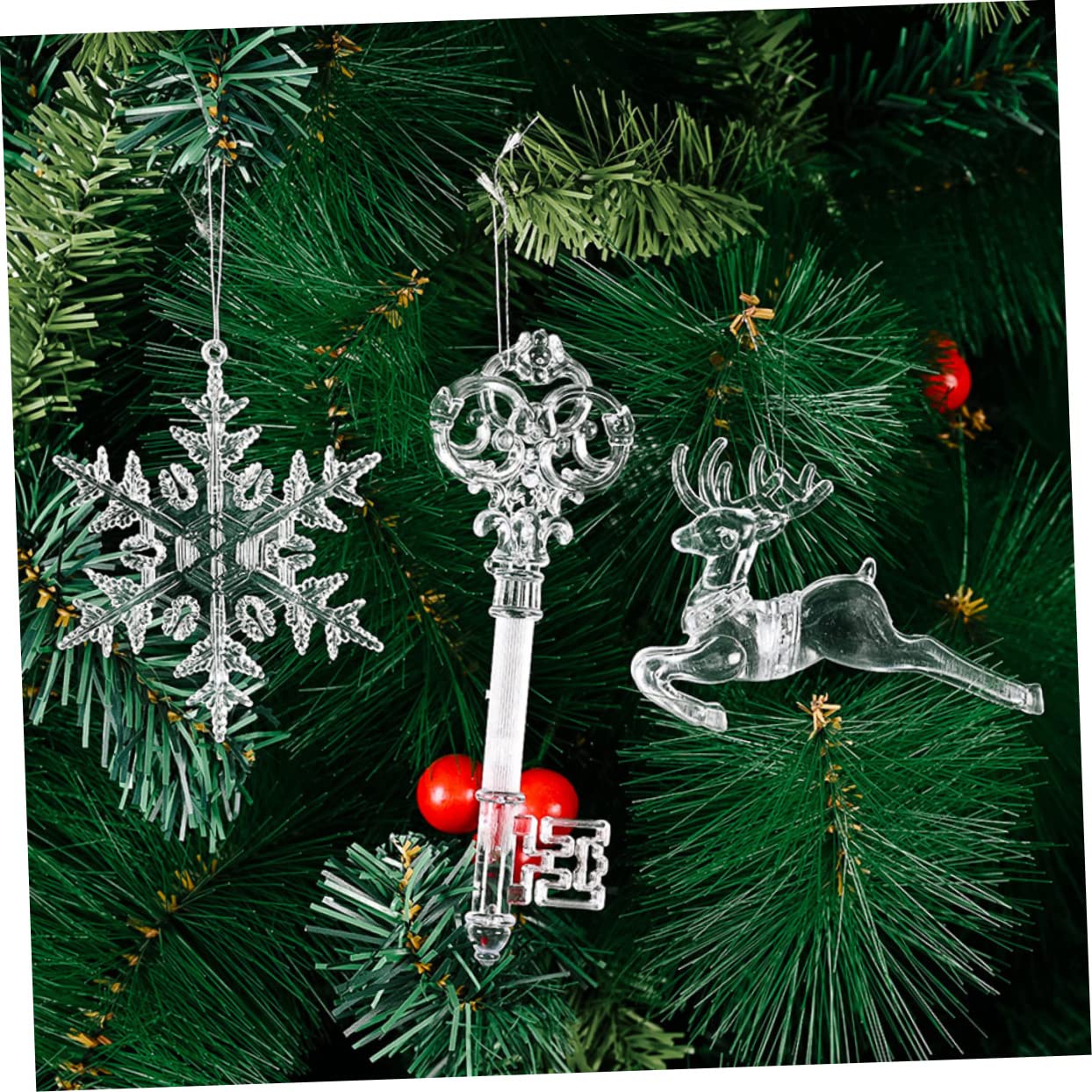 Cabilock 7 Juegos Colgante De De Nieve Transparente Decoraciones De Navideña Colgante De Árbol De Navidad Colgantes Navideños Christmas Tree Adorno Festivo Acrílico 13 Uds * 7