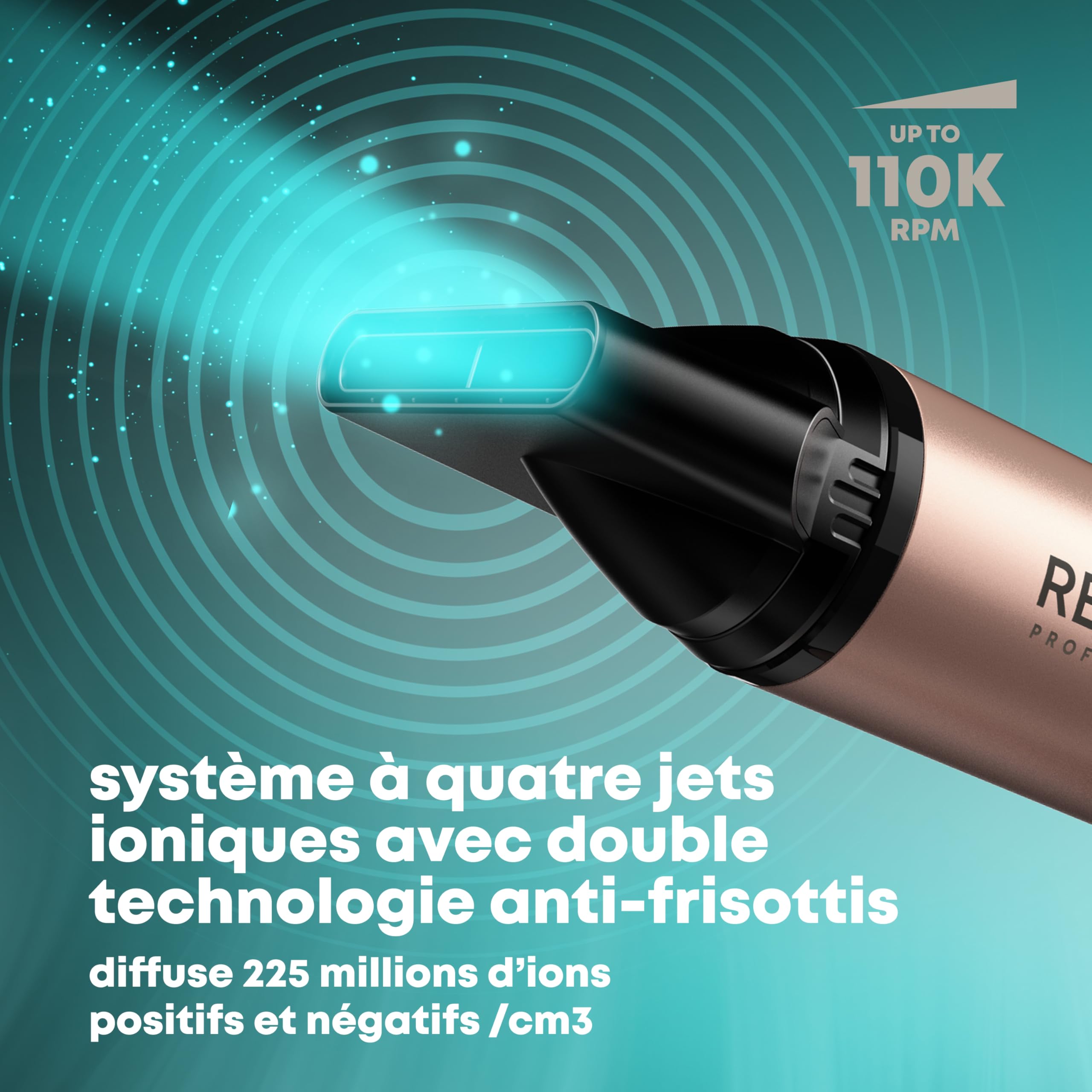 REVAMP Dynamic Radiance X Shine Seche Cheveux Ionique Professionnel - Moteur Digital Intelligent pour un Séchage Rapide, Sèche-Cheveux Diffuseur, Léger, Portable - 3 Accessoires Magnétiques