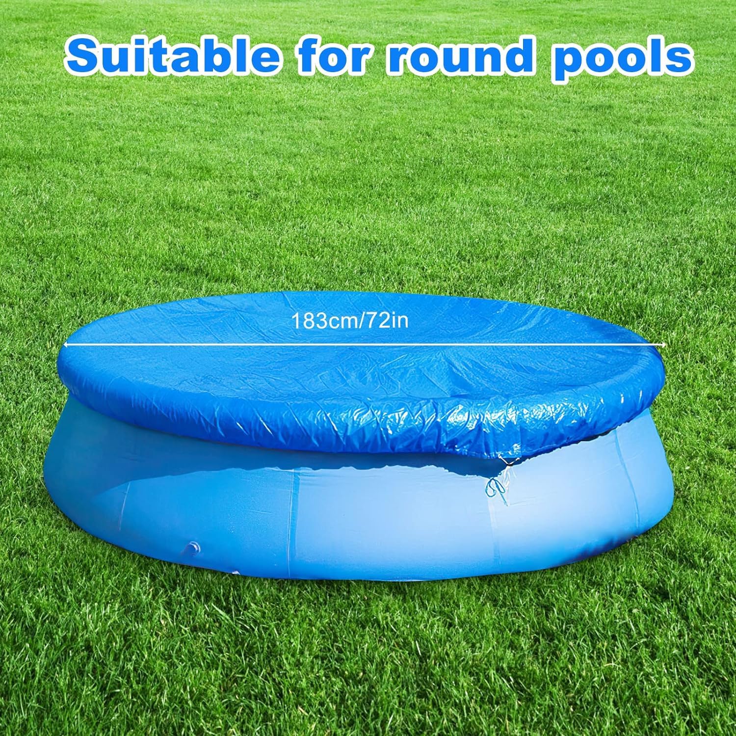 Cubierta de Piscina de Redonda, Funda para Piscina Redonda, Cobertor para Piscinas Desmontables, Cobertor Piscina ø 220 cm, para Piscina diámetro 183 cm, Anti-UV a Prueba de Viento Prueba de Agua