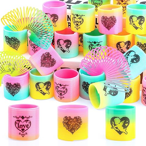 Miniatura 8 de Paquete de 36 resortes mágicos de primavera con forma de arco iris, miniresortes para ansiedad, juguetes a granel, recuerdos de fiesta para niños