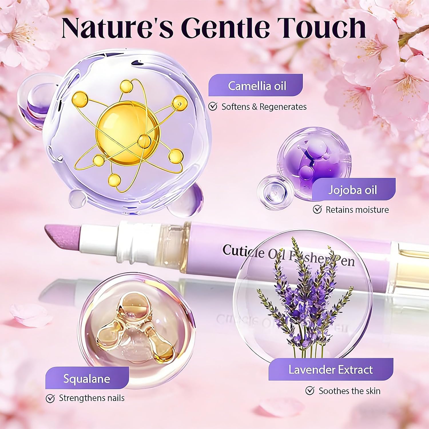 cuticle oil pusher pen - ceramic cuticle oil for dry nails & cuticles, no leak travel size cuticle pusher pen, moisturizing nail care treatment for diy manicure & salon use (2 pack)