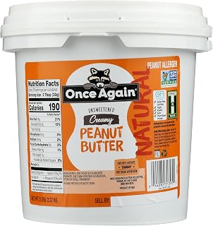 Once Again Natural, Creamy Peanut Butter, 5lb Pantry Pal (same as 5 jars) - Lightly Salted, Unsweetened - Gluten Free Certified, Vegan, Kosher, Non-GMO Verified