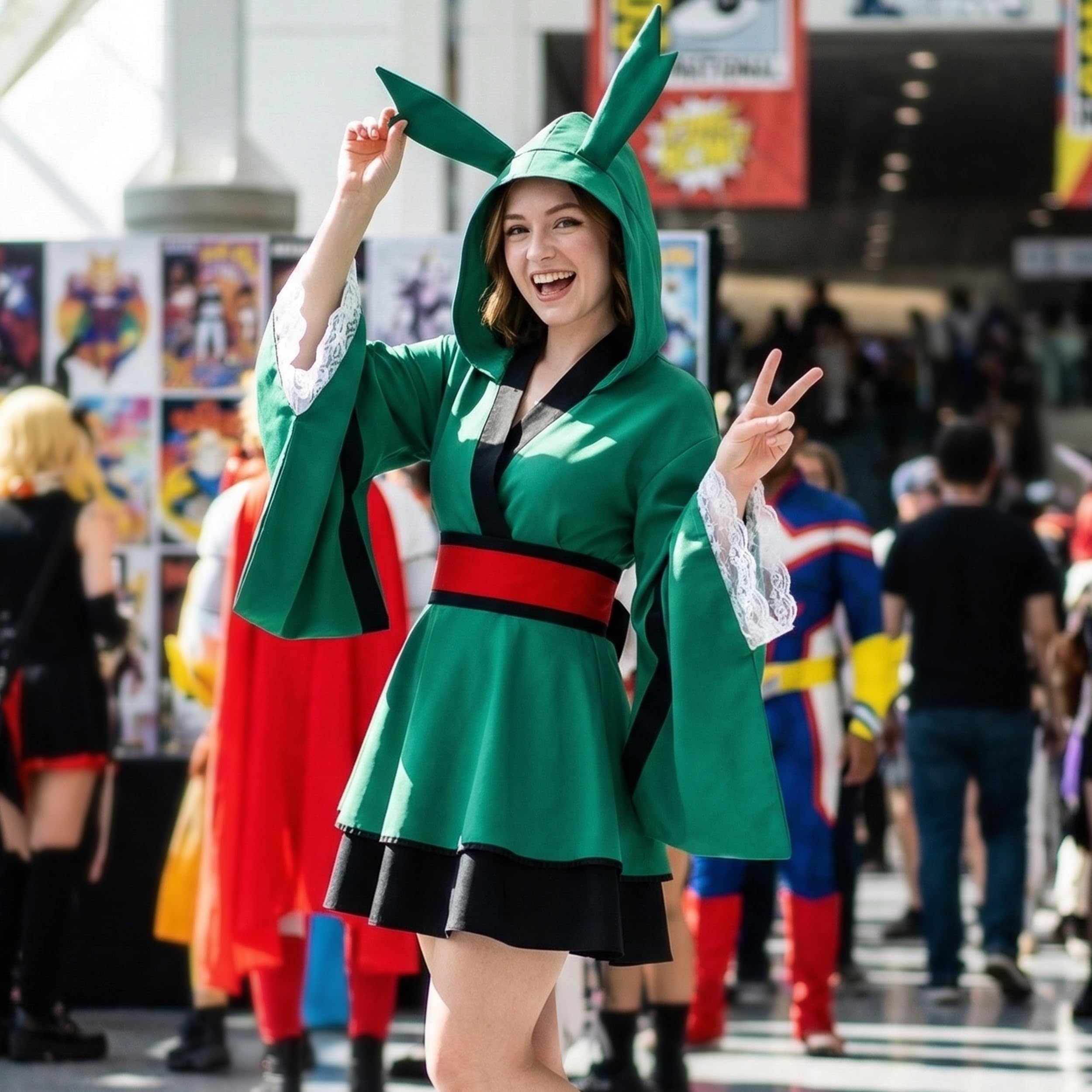 japonés Anime MHA Disfraz de Cosplay Midoriya Izuku AKatsuki Trajes para mujeres Kimono Vestido Traje de Halloween