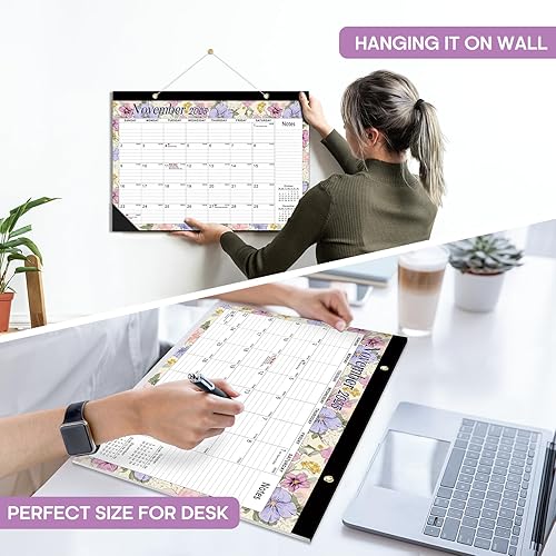 Miniatura 7 de Calendario de escritorio 2025-2026, calendario de 18 meses hasta diciembre de 2026 – Calendario mensual grande de 17 x 12 pulgadas de A-Vintage