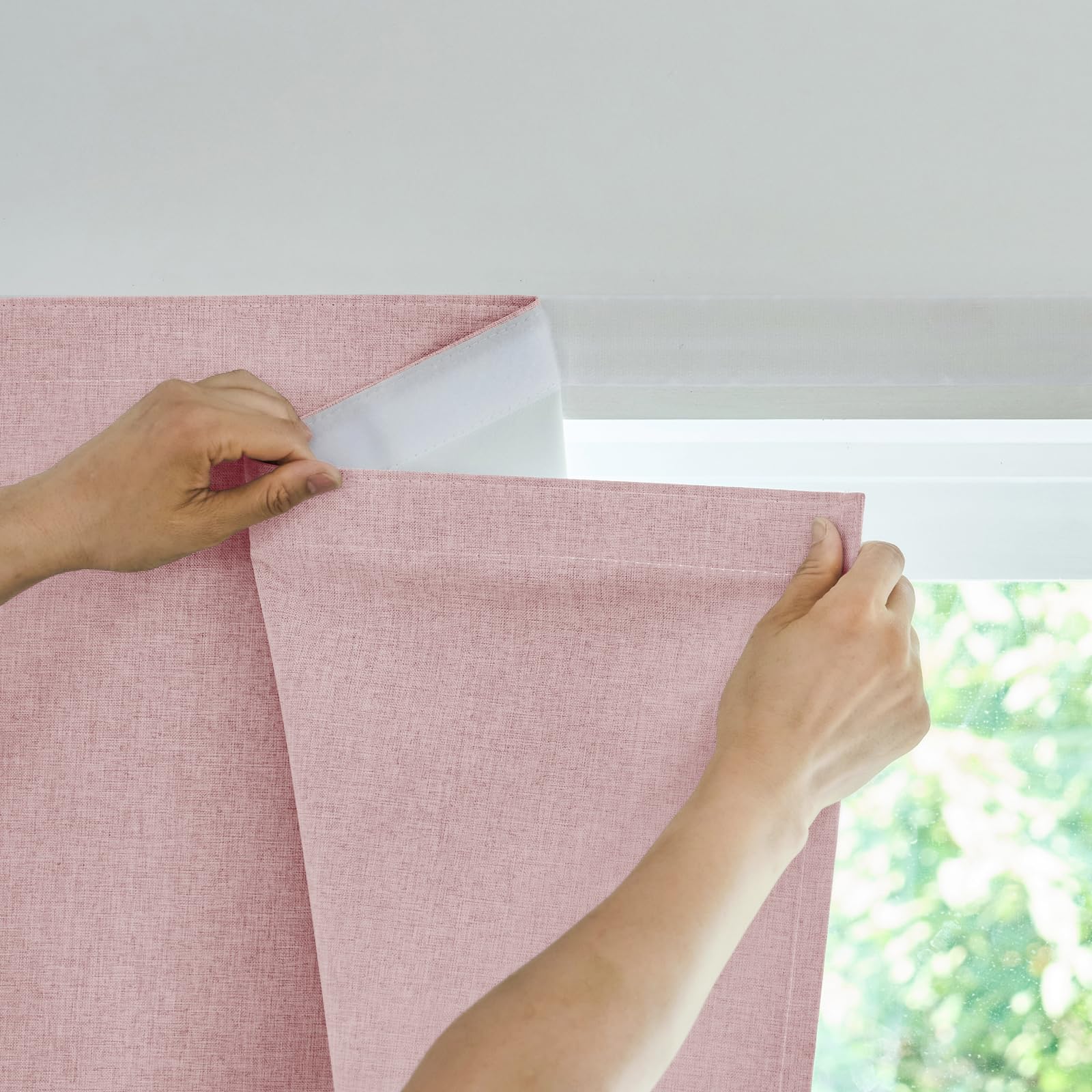 Jilron Selbstklebende Verdunklungsvorhänge, 100% Lichtundurchlässig, Ohne Stange, Bohrfrei, Als Sonnenschutz Fenster Innen Für Den Innenraum Geeignet