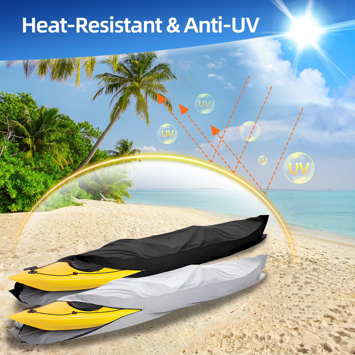 LDIW Universal Kajak Abdeckung, Kanu Abdeckung 420D Oxford Wasserdicht und UV-Schutz Staubschutzschild für Kanu Kajak Boot,Schwarz,18FT: 5.5mx1m