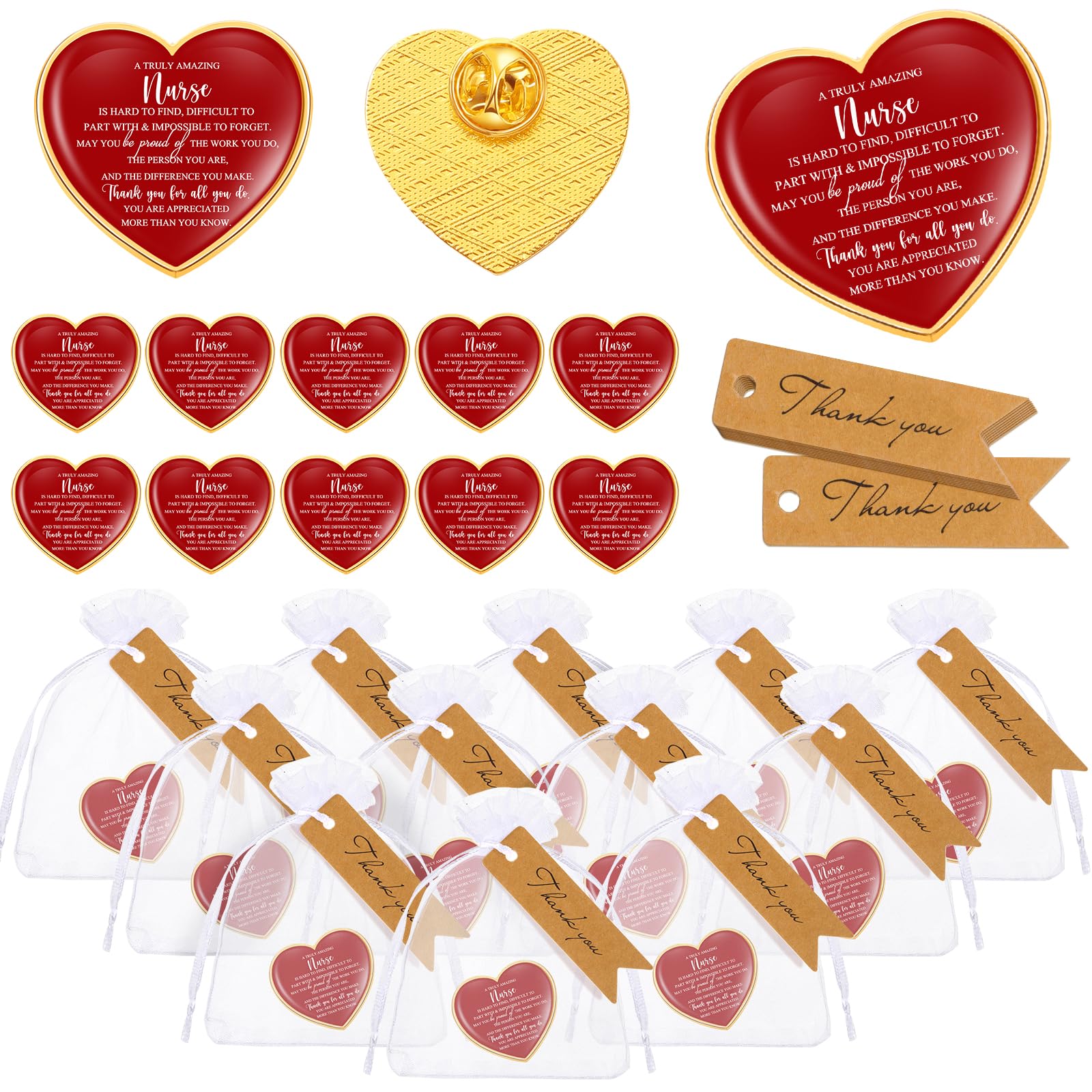 Sasylvia 75 Sets Nurse Appreciation Gifts Bulk Nurse Lapel Pins Heart Enamel Rn Brooches LPN Badges Nursing Assistant Accessories Nursing Supplies