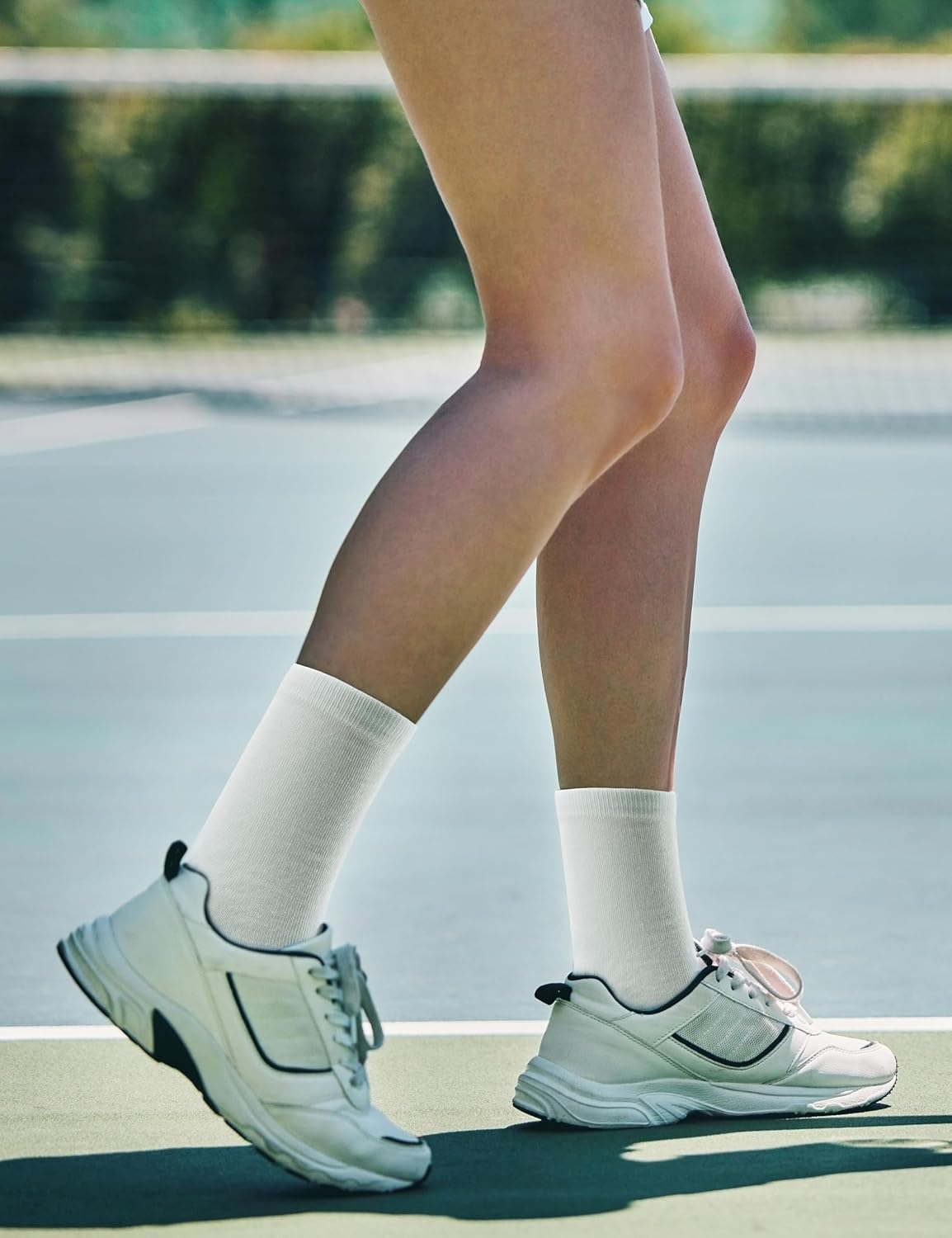 Duufin 12 Pairs Women's Crew Socks Mid Calf Lightweight Casual Gym Workout Plain Socks for Women - Image 3