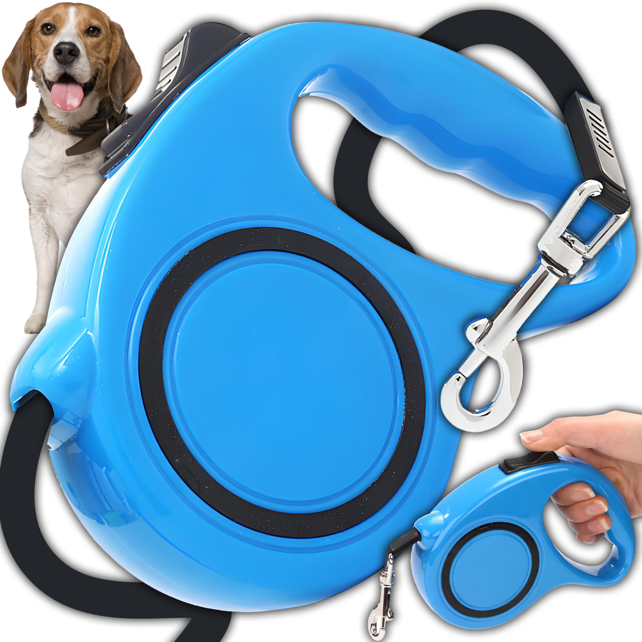 Retoo Correa para Perros de 3 m Correas Extensibles para Perros pequeños y Grandes, Correa Flexible para Paseos por la Derecha, Agarre cómodo, Correa Extensible, Resistente para pasear
