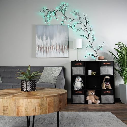 Creekview Home Emporium Guirnalda iluminada de sauce llorando  8 pies blanco cálido LED rama de árbol centelleante con control remoto