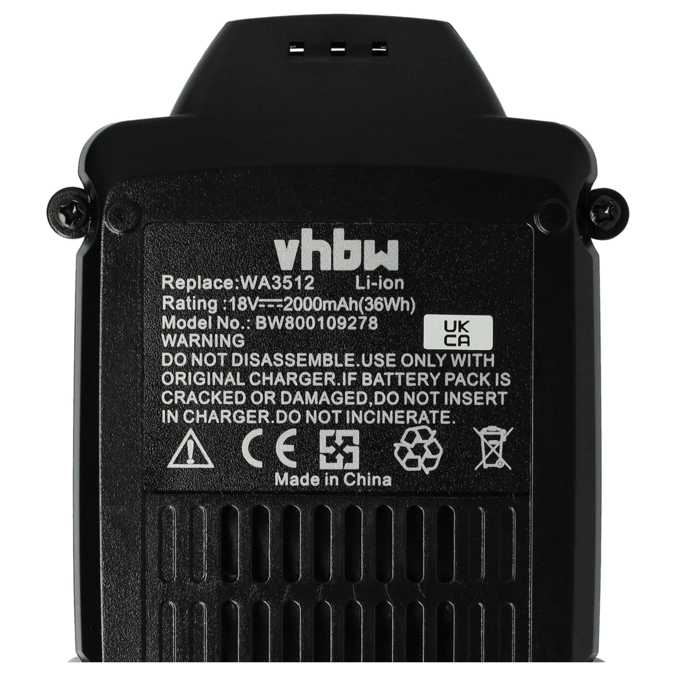 vhbw 2x batteria compatibile con DeltaFox Grizzly 2040, 2020, 80001147, 80001146 utensile elettrico (2000 mAh, Li-Ion, 18 V)