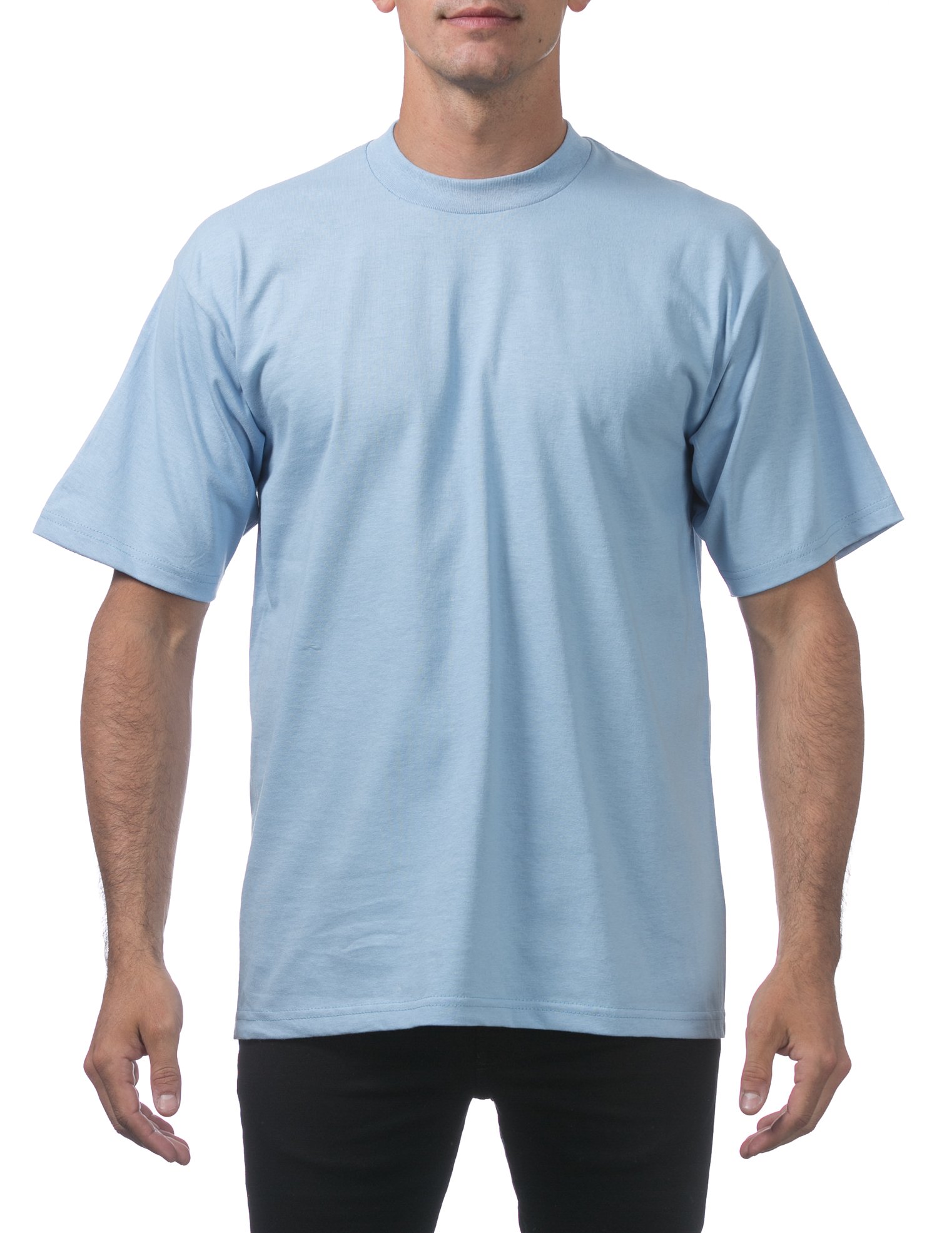 Pro Club Men's Heavyweight Cotton Short Sleeve Crew Neck T-Shirt, Sky Blue, 3XL