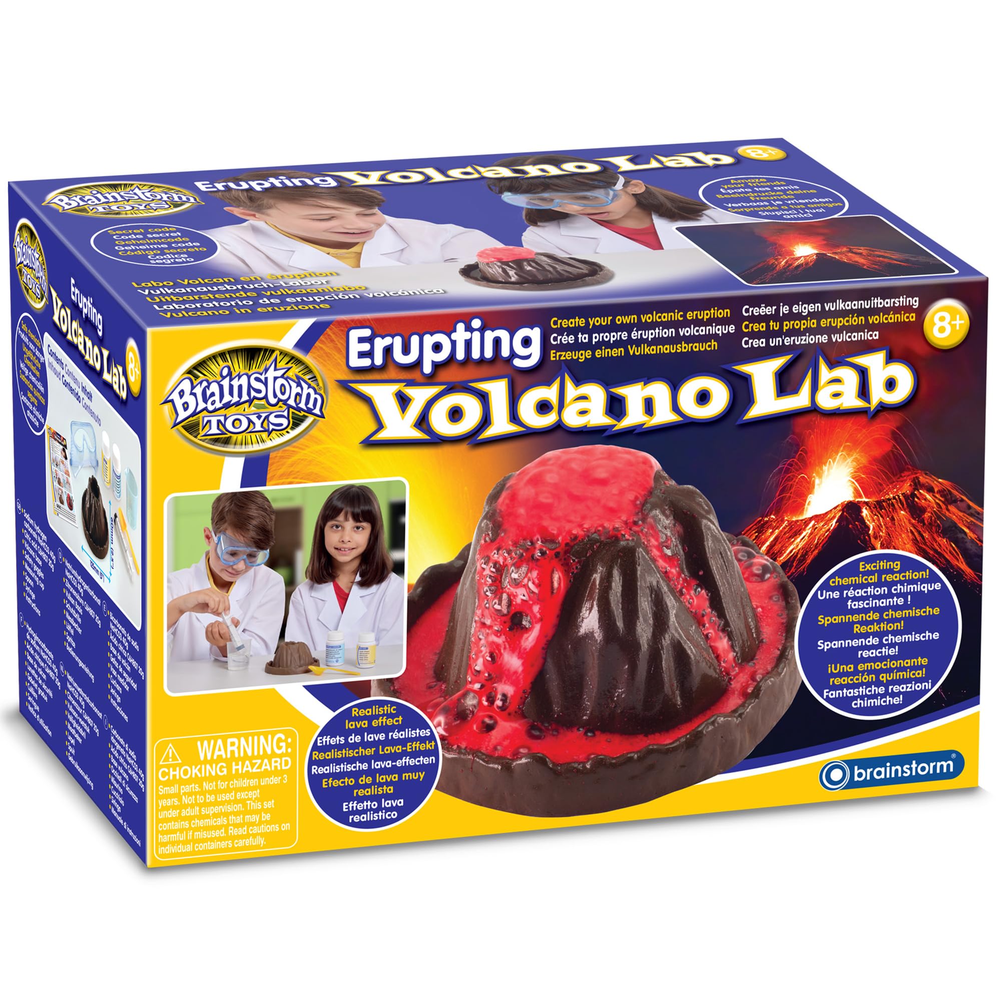 Brainstorm Toys Erupting Volcano Lab  STEM Science Kit to Create Your Own Volcanic Eruption with Realistic Lava Effect, Fun and Educational for Kids