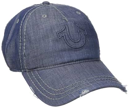 True Religion Men's Distressed Horseshoe Baseball Cap, Dark