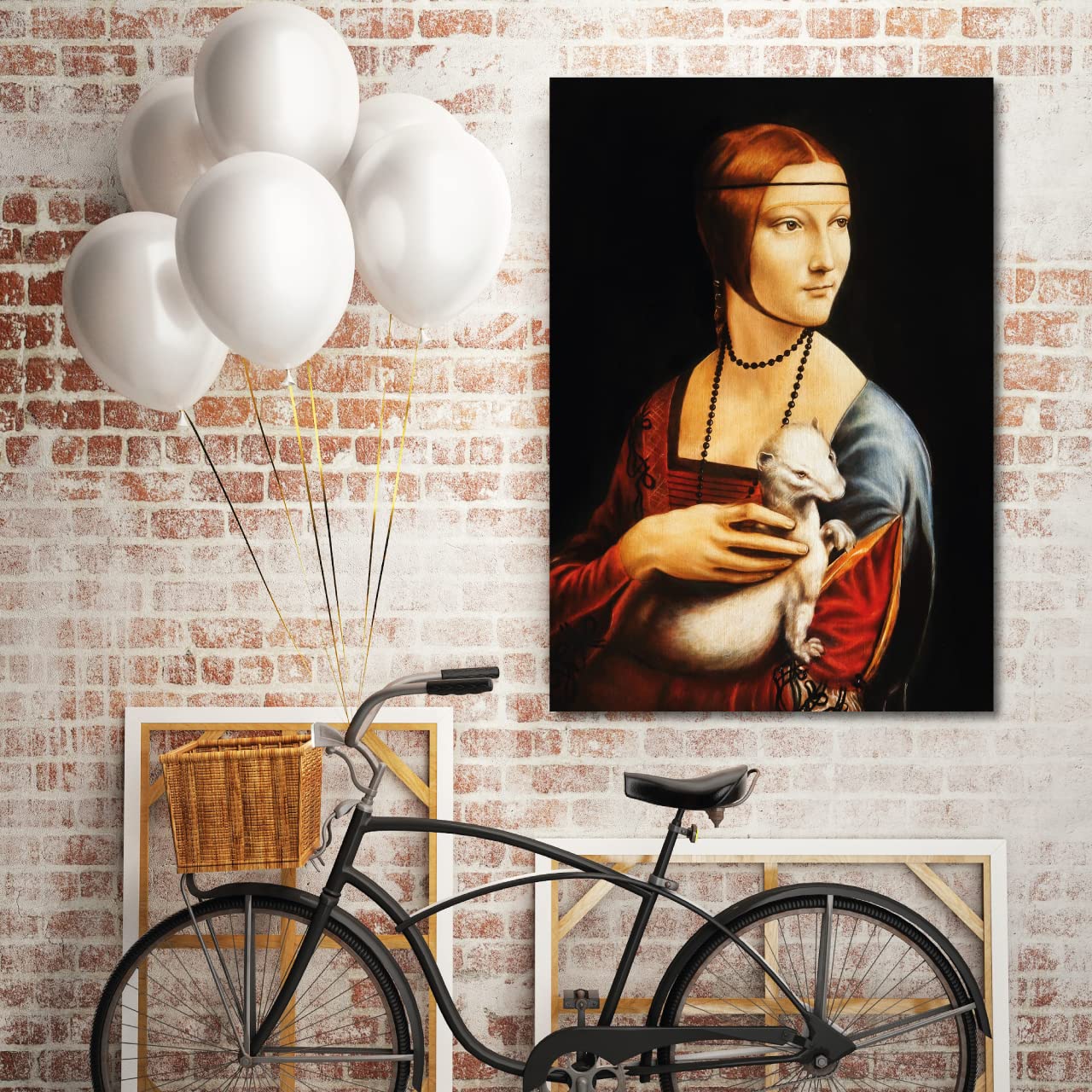 LABORATORIO 102 Quadro su Tela Leonardo Da Vinci Dama con L'Ermellino (100x70 cm) - 1488-1490 - Stampa Artistica da Parete con Telaio Classic 2 cm Legno Abete - Quadro Moderno Pronto da Appendere