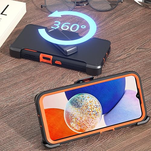 Miniatura 2 de Funda protectora para Samsung Galaxy A14 5G, resistente y a prueba de golpes, con clip para cinturón, funda para Samsung A14 5G 2023 (negro y