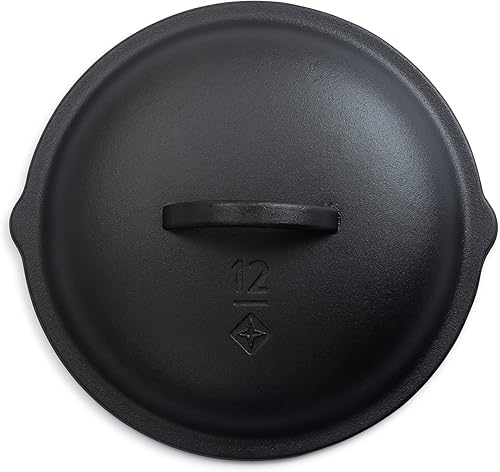Barebones Tapa de sartén de hierro fundido de 12 pulgadas, tapa para varias sartenes antiadherentes y utensilios de cocina, tapa de sartén de