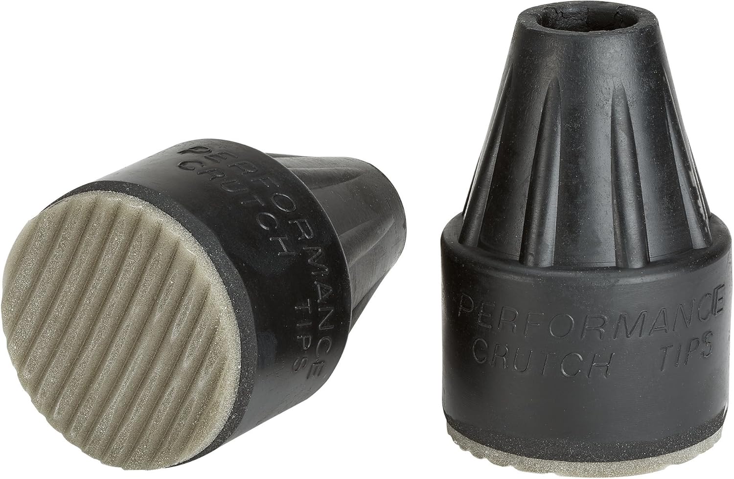 Performance Crutch & Cane Rain Tip, 2-3/8 Inch Base Diameter, Black with Gray Tread, Pair - Fits Crutches 7/8 to 1 Inch Crutch Shafts