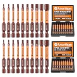Amartisan 20-Piece Hex Head Allen Wrench Drill Bit Set&comma; Metric and SAE S2 Steel Hex Bits Set&comma; Magnetic Tips&comma; 2&period;3" Long With Storage box&period;