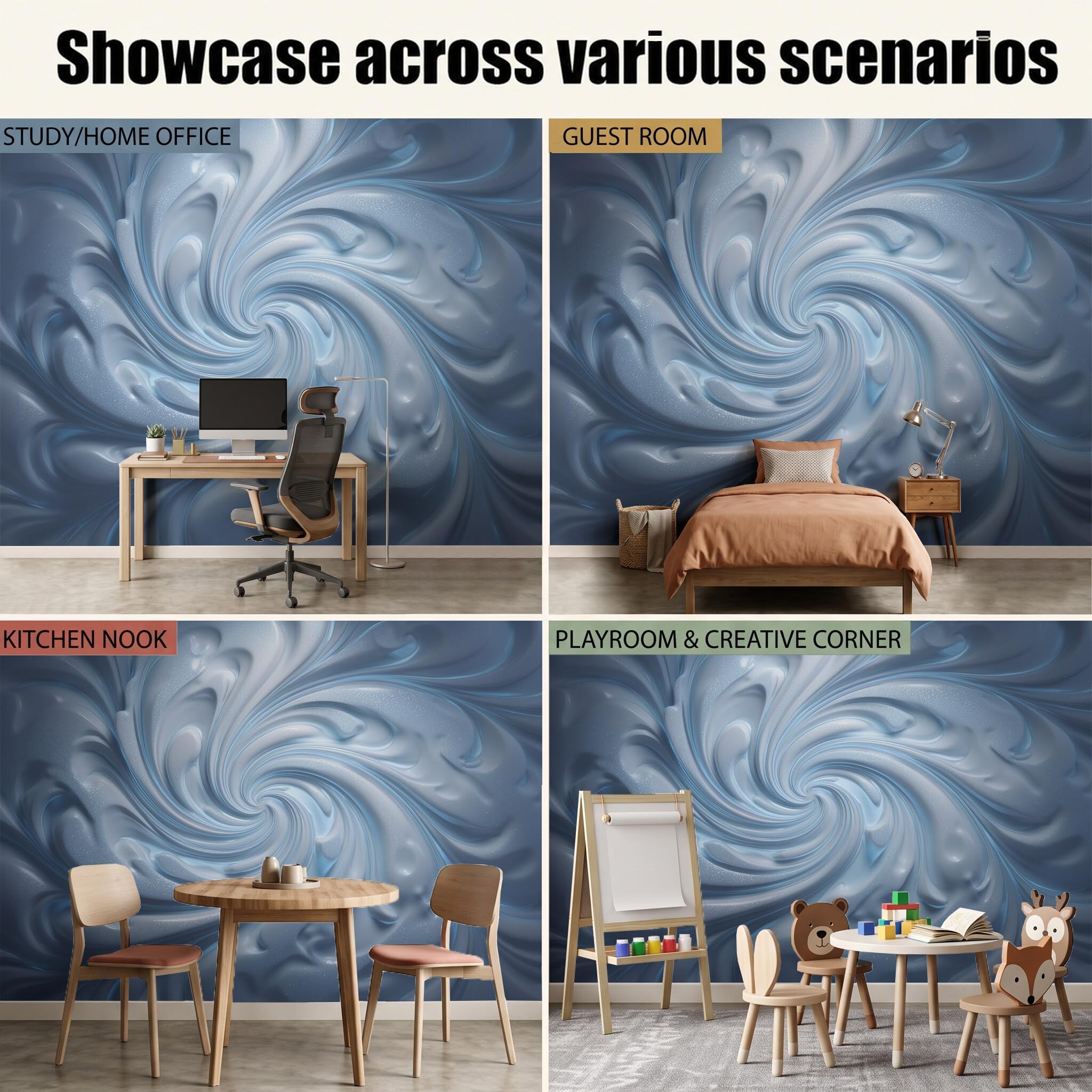 Papier Peint Panoramique Fluide Vortex 400X280Cm | Papier Peint Poster Mural 3D, Marbre Abstrait Tapisserie Photo Peinture Murale Intissé Fresque Pour Salon Chambre Toile Fond Tv