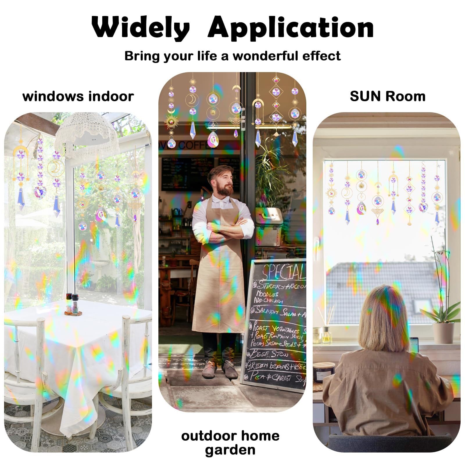 HDCRYSTALGIFTS Lot De 2 Pendentifs Prismes Attrape-soleil En Cristal Pour Décoration à Suspendre à Une Fenêtre, 7,6 Cm AB Coloré Attrape-soleil Arc -en-ciel Pour Décoration De Maison, Intérieur Et