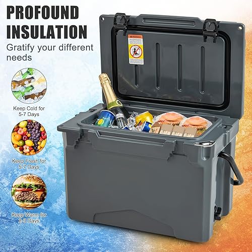 Miniatura 3 de Goplus Enfriador, baúl grande aislado con asas portátiles, portavasos integrados, cierres herméticos a prueba de fugas, retención de hielo de 5 a 7