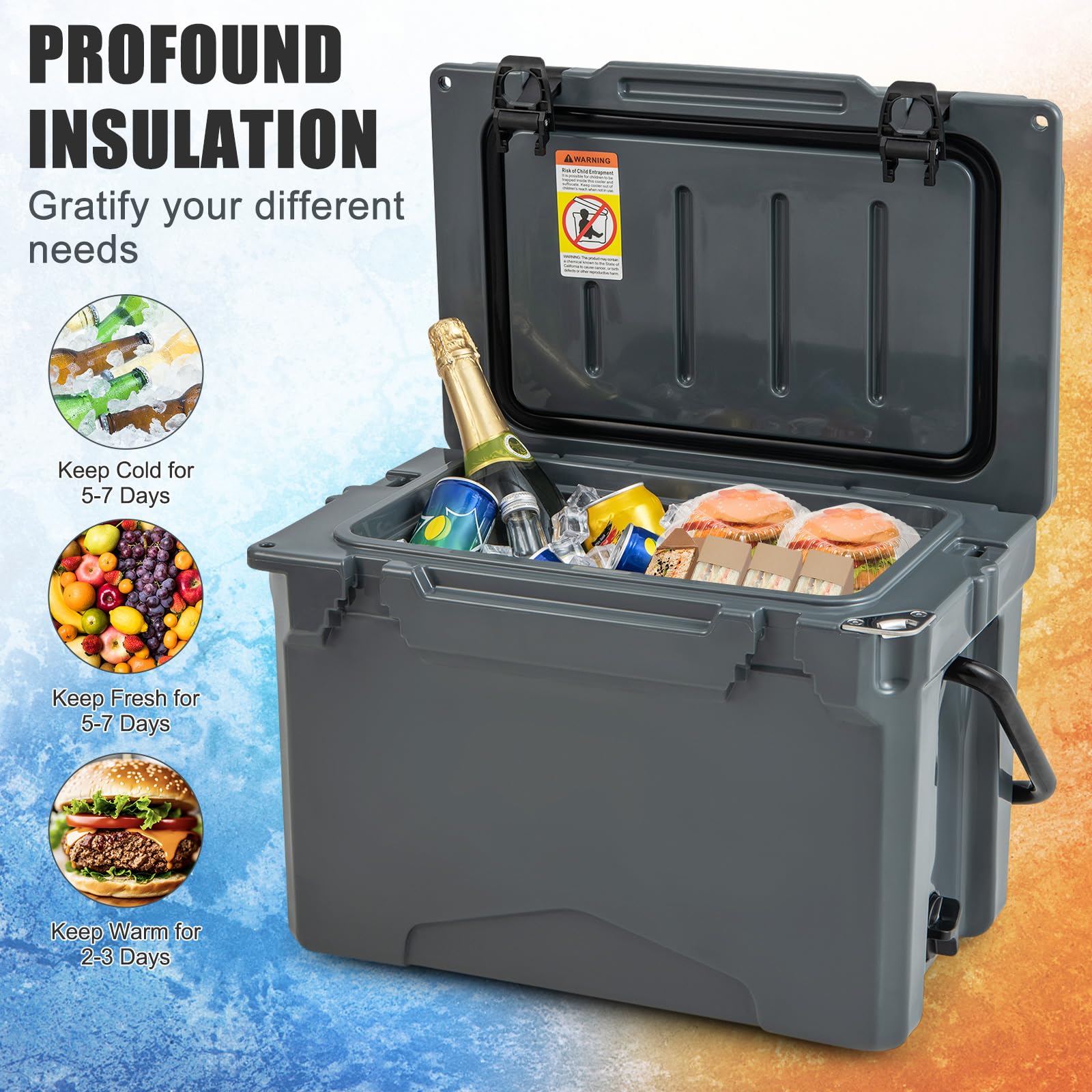 Xaoshaoyi Insulated Portable Cooler With Handles, Small Cooler Leak-Proof Outdoor Hard Cooler Keeps Ice 3days Ice Chest Camping Tailgating Beach Picnic Gro