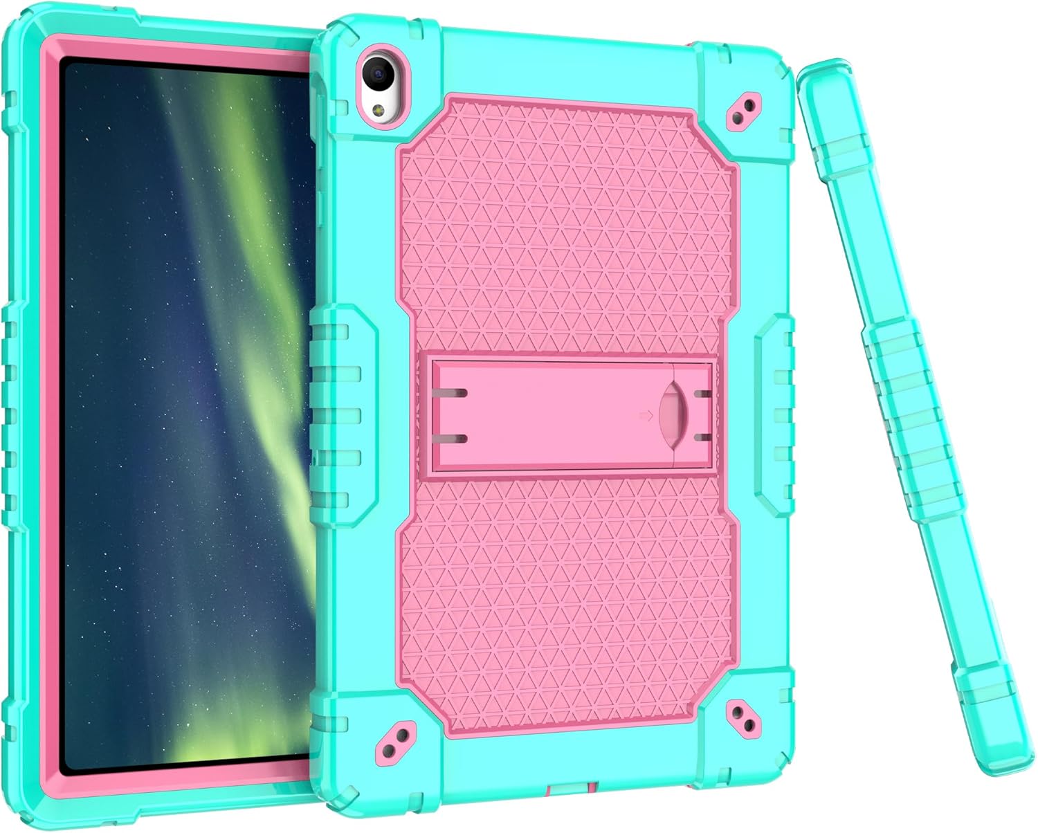 Case for Onn 10.1" Tablet Case (2024 Model / 100135925) Heavy Duty Built in Stand Hard Back Shell Protective Case with Screen Protector for Onn. 10.1" 4 Gen 2024 Tablet (Green/Pink/1 PC)