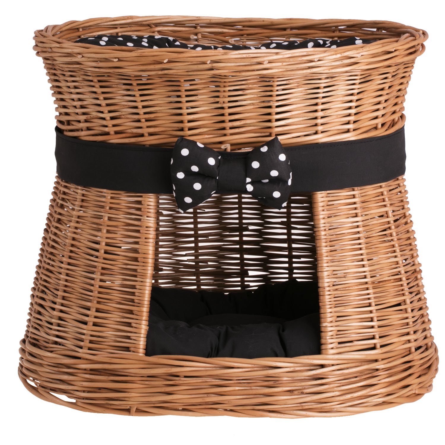 e-wicker24 481-50/PKo1 Katzenkorb aus Weide, Korb, honiggelb, 50 x 40 x 45 cm