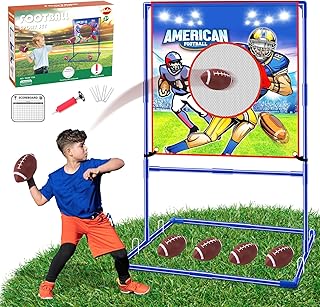VATOS Football Toss Target Games with 4 Inflatable Footballs - Indoor Outdoor Backyard Throwing Sport Toy for Kids, Footba...