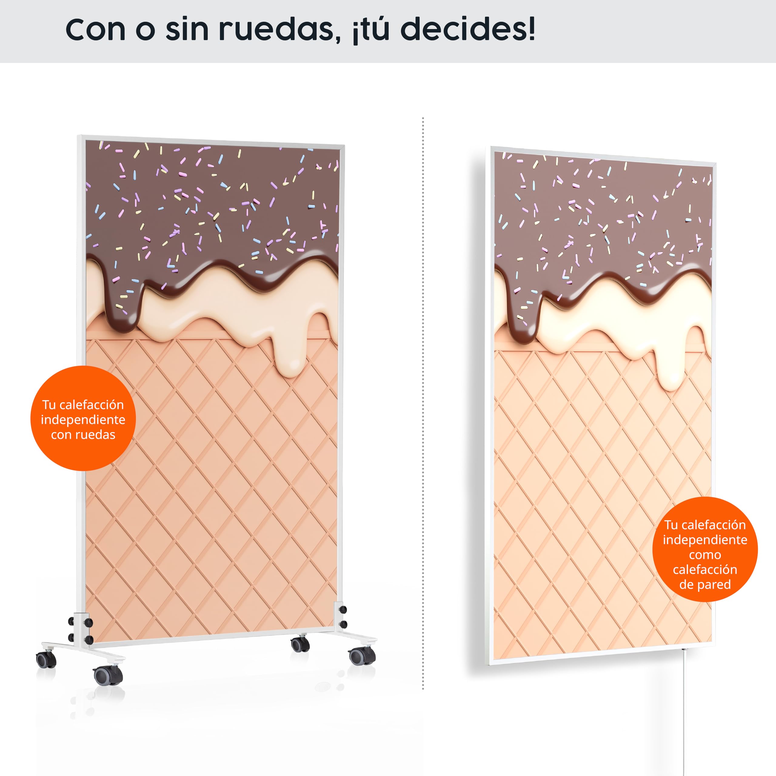 Könighaus radiador eléctrico de infrarrojos - 600 vatios - Bajo consumo = se calienta en 2 minutos - Con patas y termostato - Calefactor móvil - atractivo con diseño: Blanco