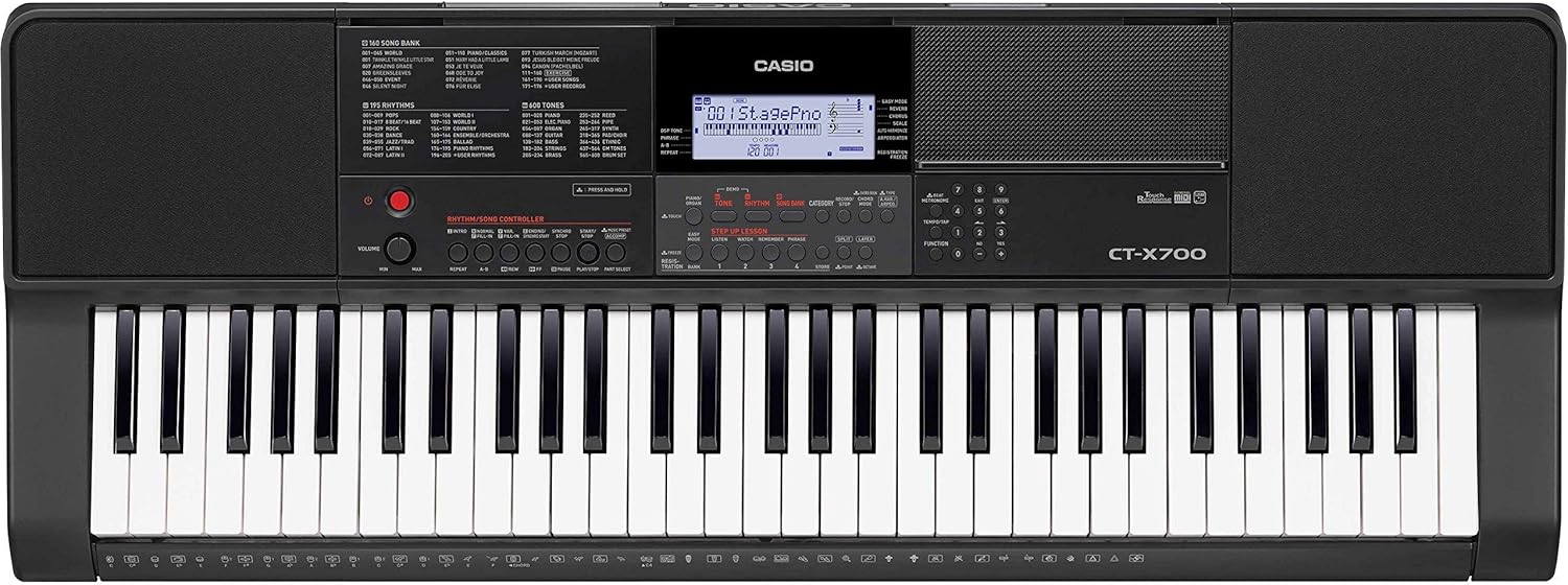 Casio CT-X700 61-Key Portable Keyboard Bundle with Headphones, Austin Bazaar Instructional Video and Polishing Cloth