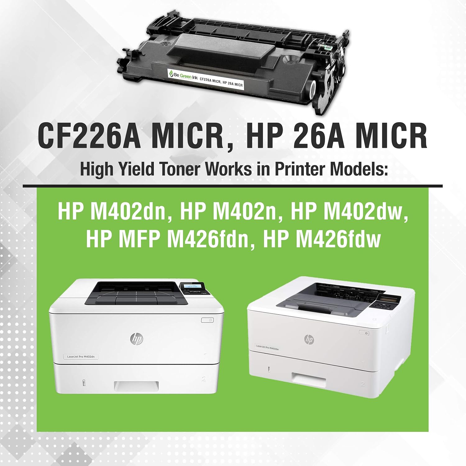 Bеѕt Sеllеr Be Green Ink Compatible Replacement Black MICR Toner Cartridge for HP M402 M426 M402dn M402n M402dw MFP M426fdn M426fdw - CF226A 26A Black Toner (MICR) 🔥 Flаѕh Sаlе Be Green Ink Compatible Replacement Black MICR Toner Cartridge for HP M402 M426 M402dn M402n M402dw MFP M426fdn M426fdw - CF226A 26A Black Toner (MICR)