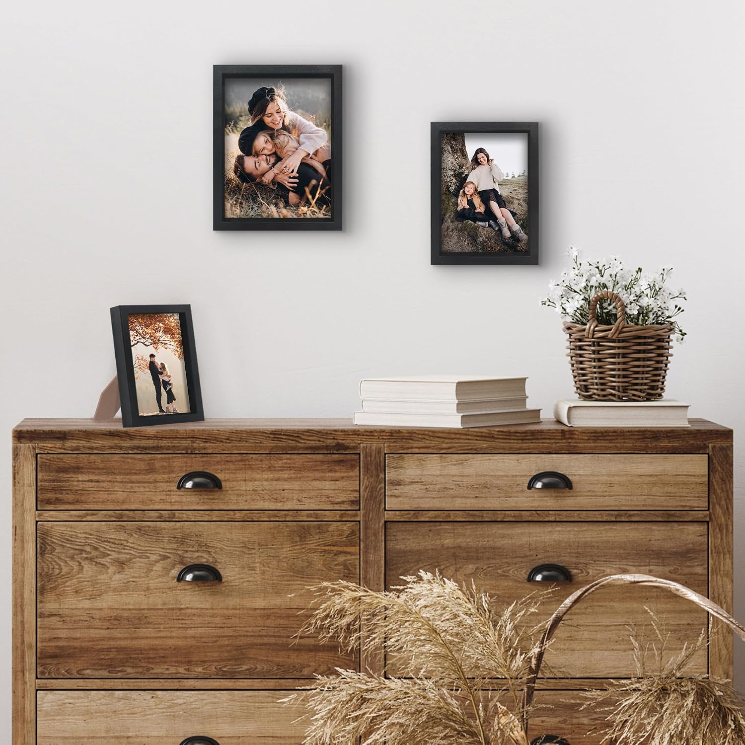 Americanflat Set of 3 Picture Frames - Includes 4x6, 5x7, 6x8 Frames - Black Picture Frames with Deep Molding and Shatter-Resistant Glass for Tabletop or Wall Display