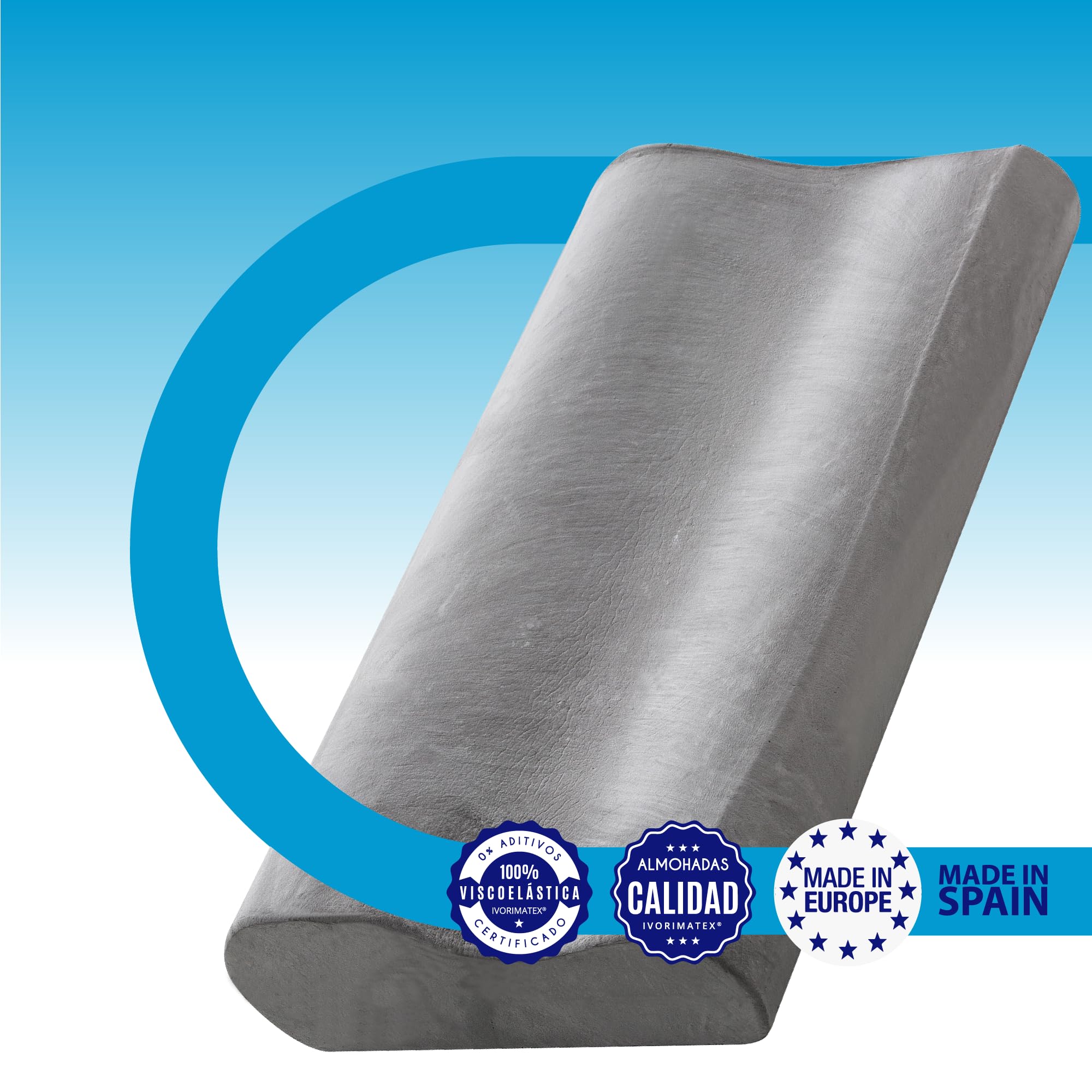 Almohada Cervical Antidolores, Viscoelástica con Núcleo de Carbono, Fibras de Bambú, Hipoalergénica y Antibacterial, 70x33x9/12 cm