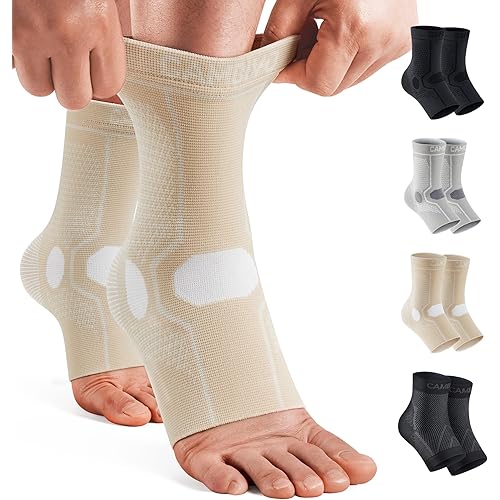CAMBIVO 1 Pair Ankle Compression Sleeve for Men & Women – Soft, Breathable Support for Plantar Fasciitis, Achilles Tendonitis, Swelling & Sports Recovery – Easy to Wear, All-Day Comfort Fit