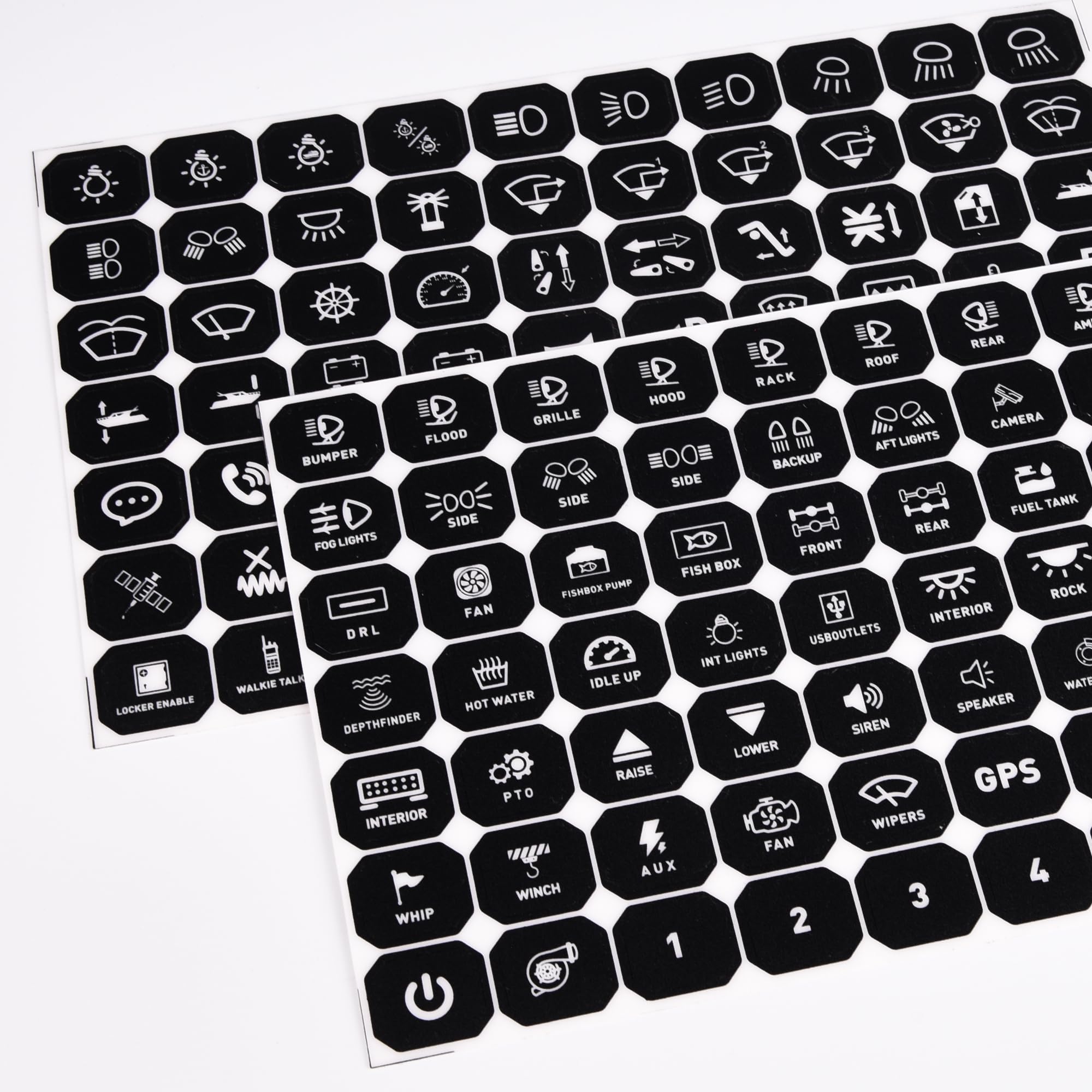 MICTUNING 140PCS Switch Panel Stickers for P1s P1x P1B 6/8//12 Gang Switch Panel, Rocker Toggle Switch Label Stickers Suitable for Boat Marine Yacht