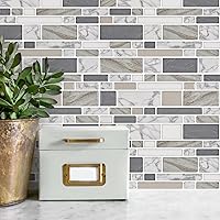 Vista 3 de STICKGOO Azulejos de pared de 10 hojas con aspecto de mármol, azulejos autoadhesivos de primera calidad de 12 x 12 pulgadas, para cocina
