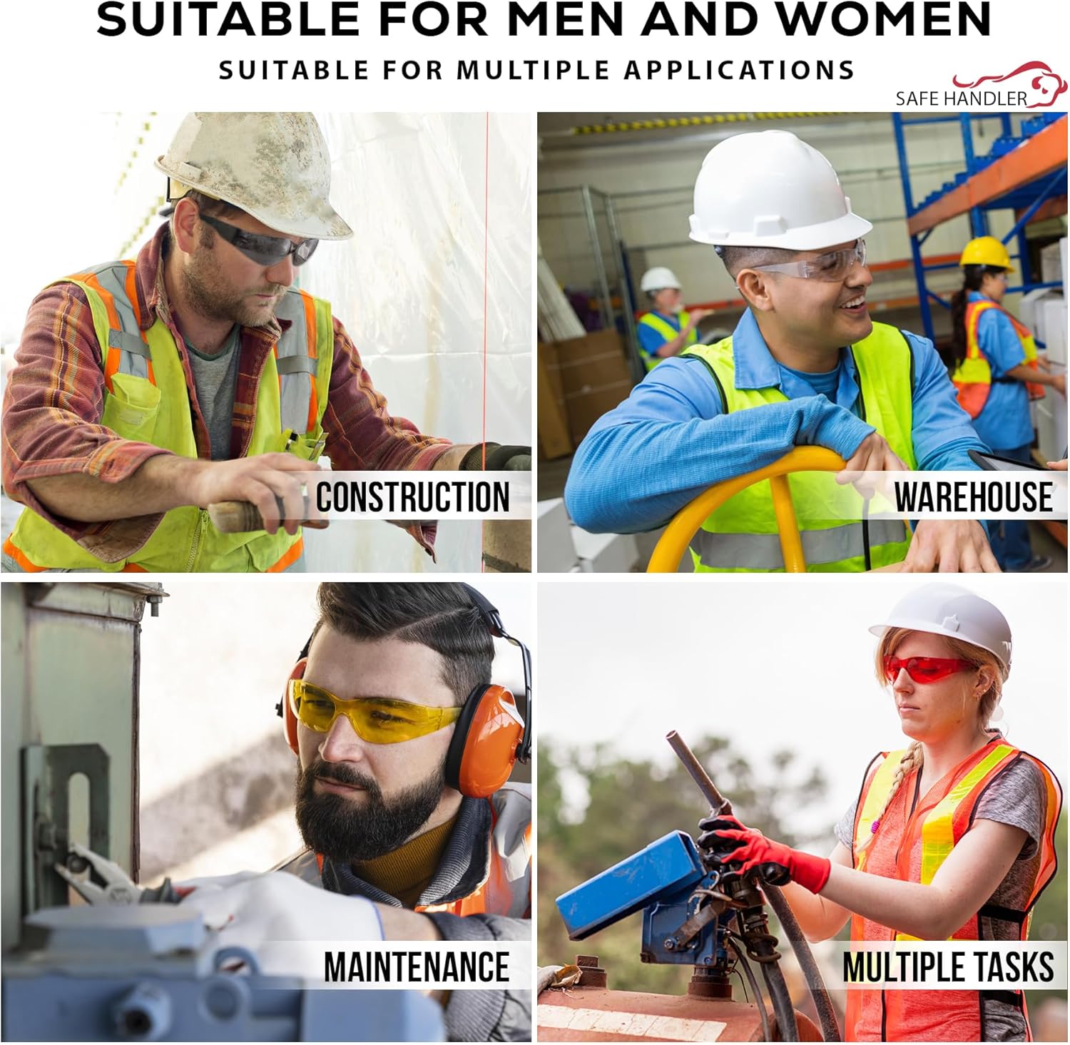 Safe HANDLER ハイライン 曇り止め カラー 安全メガネ バラエティ 耐衝撃性 ポリカーボネート 傷防止