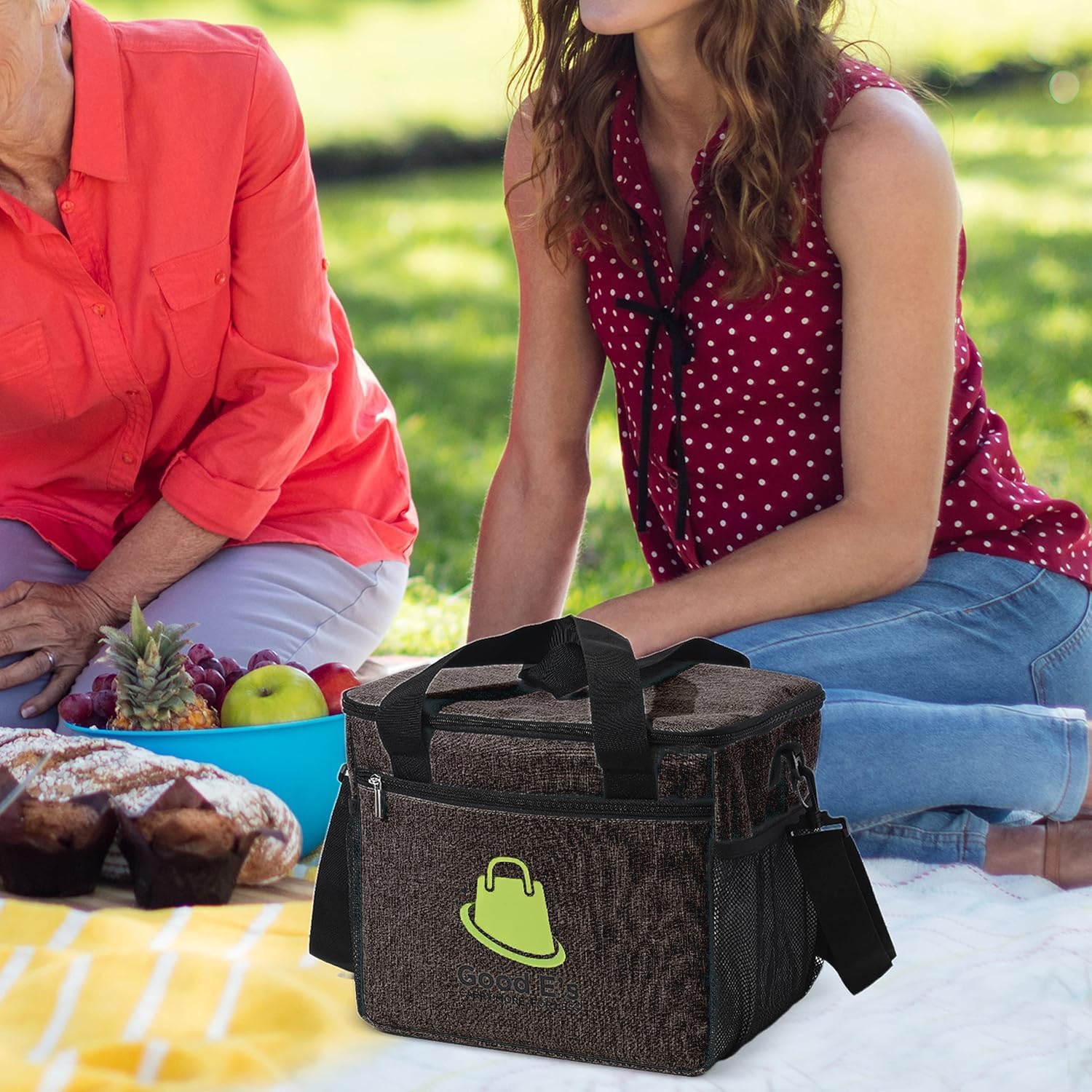 Good E's Reusable Drink Carrier with Handle – Insulated Coffee Cup Holder – Portable 6 Cup Carrier with Shoulder Strap for Delivery – Collapsible Drink Caddy with Adjustable Dividers & Side Pockets - Image 8