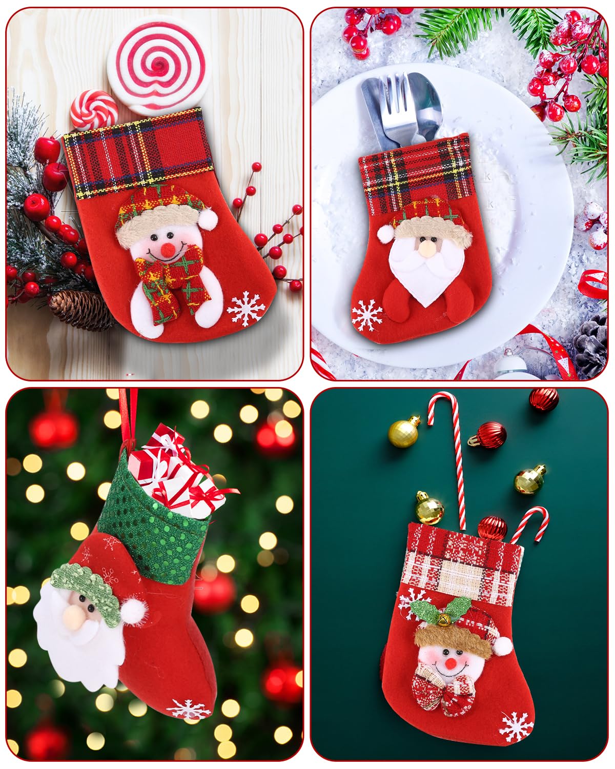 16 Chaussettes De Noël Miniatures - Décoration à Suspendre Pour Sapin, Cheminée | Cadeaux Enfants