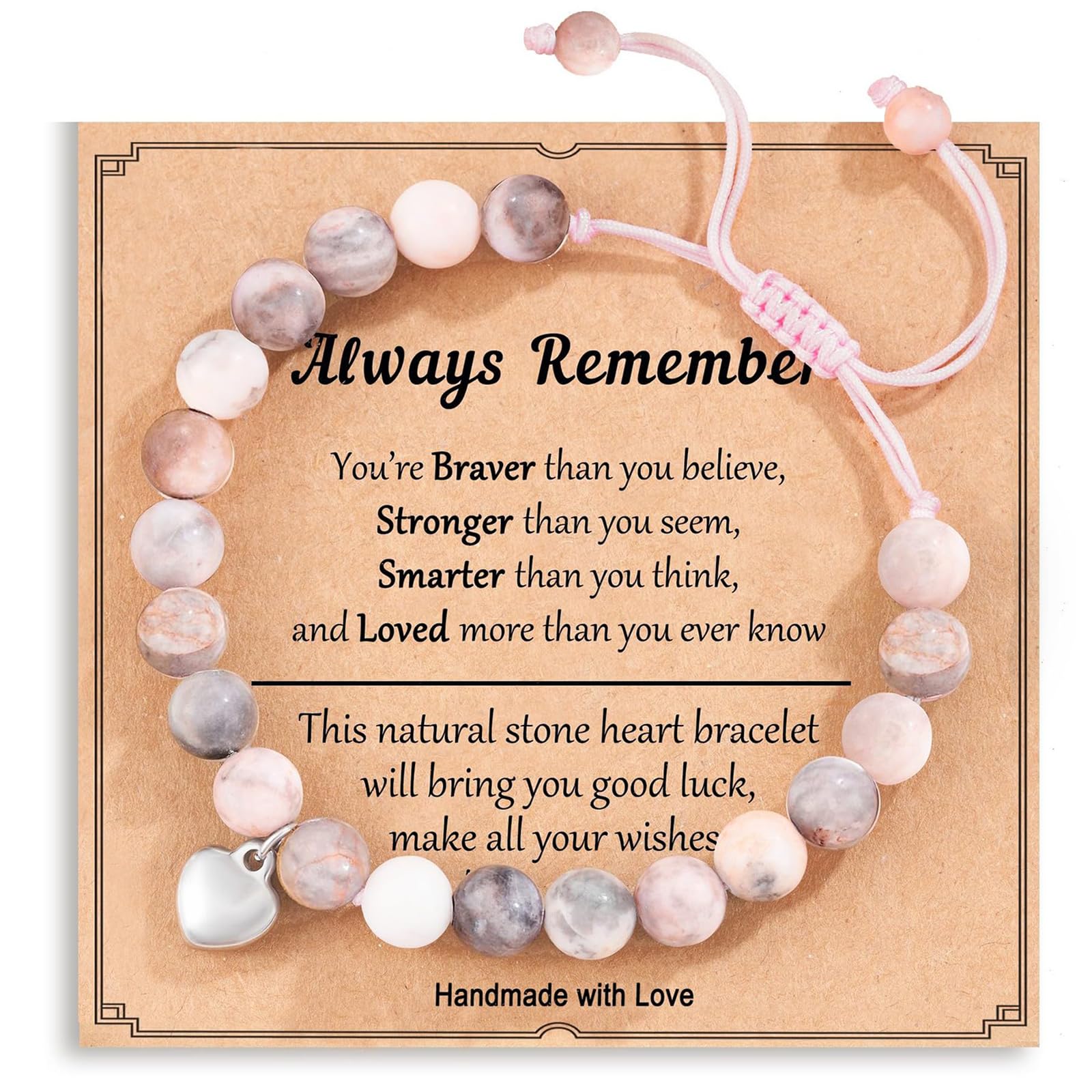Lieblingsmensch Armband Mit Natursteinen - Verstellbar Mit Karte & Geschenkbox