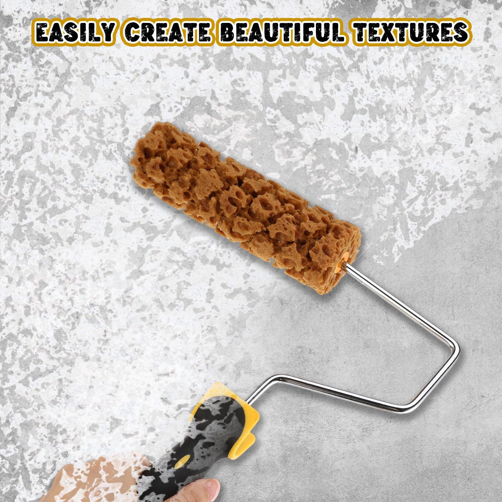 Texture Paint Roller Kit - Includes Roller Covers, Frame, Tray & Sponges For DIY Wall Painting, Ceiling & Furniture