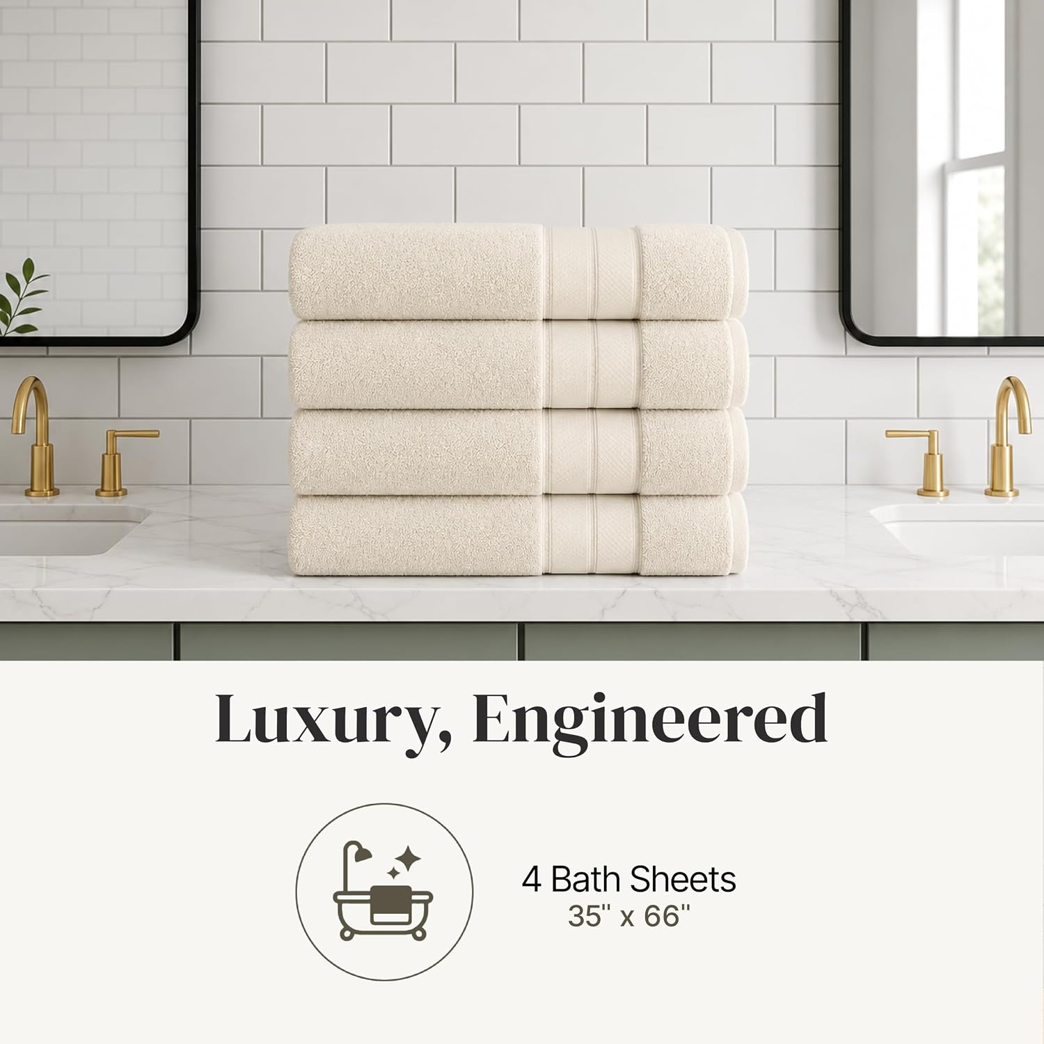 Modern Threads 4-Pack SpunLoft Bath Sheet Sand 35x66