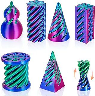 6 Pack 3D Printed Fidget Toys, Spiral Cone and Pyramid Passthrough Fidgets | 3D Printed Toys, Impossible Cone Fidget, Pyramid Fidget Toy, Push-Pull Motion, Optical Illusion Desk Toy for Kids Adults